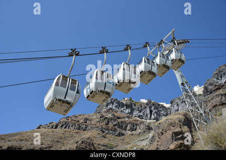 Santorini-Seilbahn vom alten Hafen zur Stadt Firá, Firá, Santorini, Cyclades, Süd Ägäis, Griechenland Stockfoto