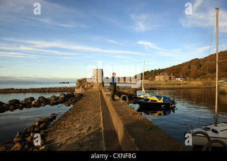 Dunure Hafen Wand in Ayrshire, Schottland Stockfoto