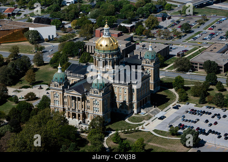 Luftaufnahme Kapitol Gebäude Des Moines, Iowa Stockfoto