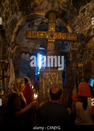 Fresken Sie im Inneren der Lamaria Kirche in Swanetien Stockfoto