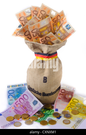 Plünderung deutsche Nationalbank mit Euro-Währung Stockfoto