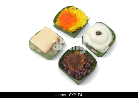 Verschiedene Thai Klebreis mit topping Stockfoto