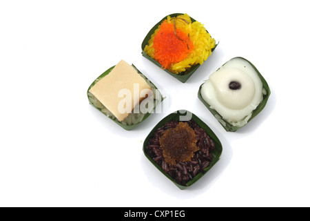 Verschiedene Thai Klebreis mit topping Stockfoto