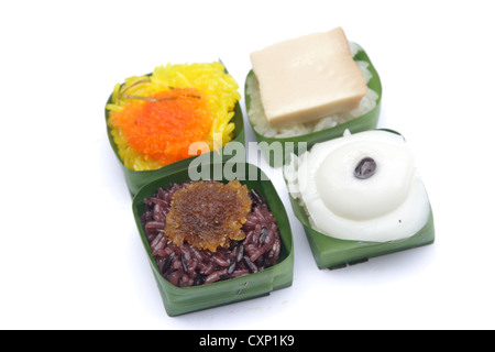 Verschiedene Thai Klebreis mit topping Stockfoto