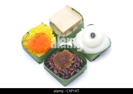 Verschiedene Thai Klebreis mit topping Stockfoto