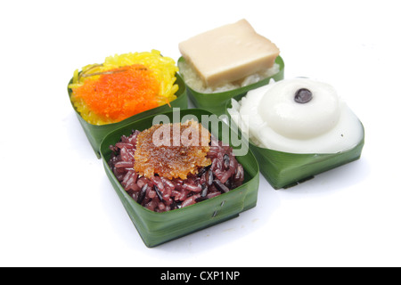 Verschiedene Thai Klebreis mit topping Stockfoto