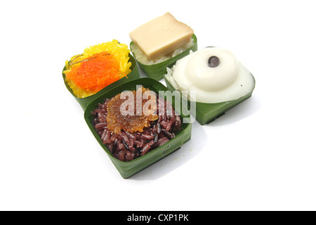 Verschiedene Thai Klebreis mit topping Stockfoto