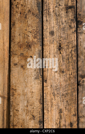 Lamellen aus alten verwitterten Holz und Nagel Stockfoto