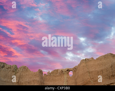 Fenster-Felsen. Badlands Nationalpark, South Dakota. Stockfoto