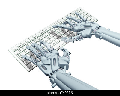 Abbildung eines Roboter-Computer-Operator eingeben Stockfoto
