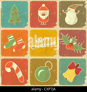 Weihnachten set - Symbole im retro-Stil - Abbildung Stockfoto