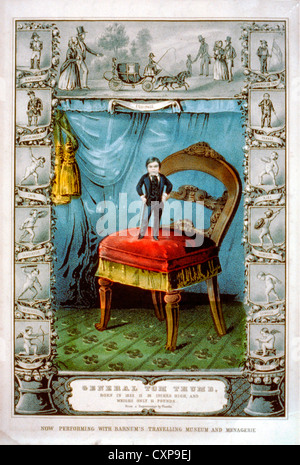 General Tom Thumb: geboren in 1832, ist 18 Zoll hoch und wiegt nur 15 Pfund. 1849-poster Stockfoto