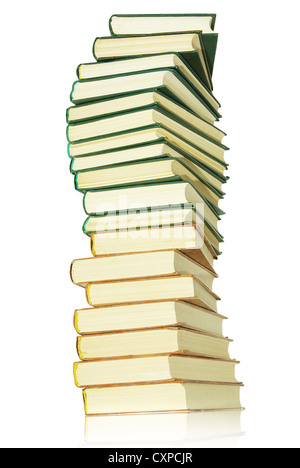 Stapel von Büchern auf weißem Hintergrund Stockfoto