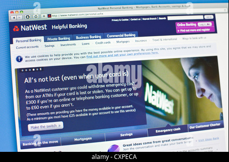 Online-banking-Webseite von NatWest Grossbank Stockfoto