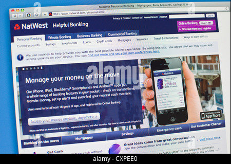 Online-banking-Webseite von NatWest Grossbank Stockfoto