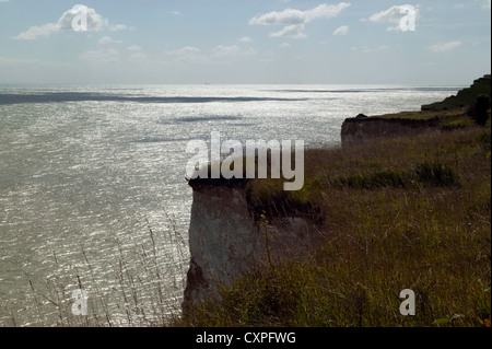 Fuß auf der Klippe Teil der Saxon Shore Weg zwischen Kingsdown und St. Margrets Bay, Kent Stockfoto