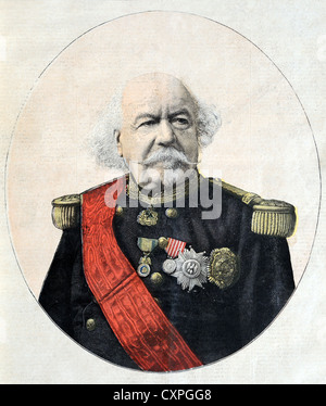 Porträt eines gewissen Canrobert (1809-1895) Marschall von Frankreich in französischer Militäruniform. François Vintage Illustration oder Old Engraving Stockfoto