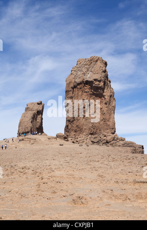 Roque Nublo (Rock in Wolken) auf Gran Canaria Stockfoto