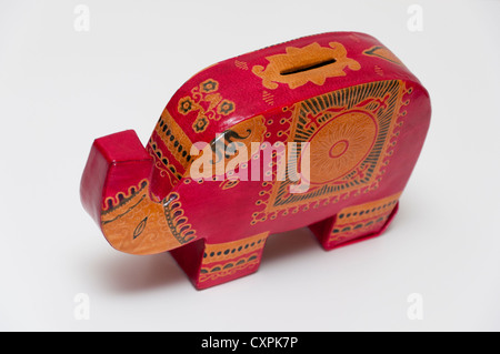 Elefanten gestalten Spardose Geld. Stockfoto