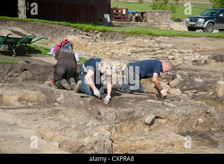 Leben Sie laufenden Erdarbeiten an der Roman Fort-Site bei Vindolanda, Bardon Mill. Northumberland.  SCO 8638 Stockfoto