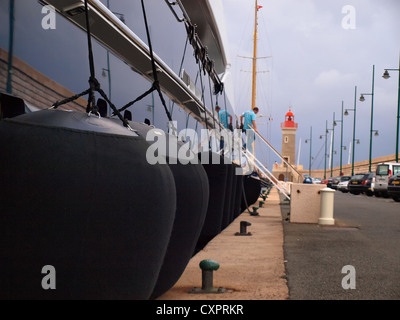 Details von einem Luxus-yacht in Saint Tropez. Stockfoto