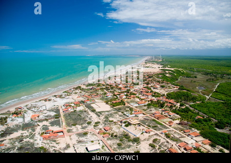 Luftaufnahme der Küste, Quixaba, Ceará, Brasilien - Canoa Quebrada Strand Stockfoto