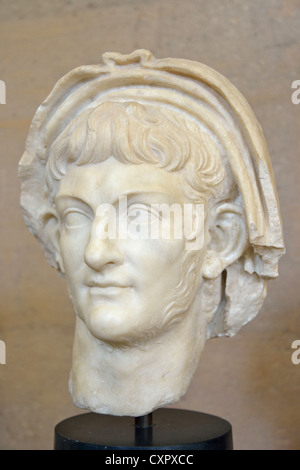 Porträt von Kaiser Nero im archäologischen Museum, antike Korinth, Corinth Gemeinde, Region Peloponnes, Griechenland Stockfoto