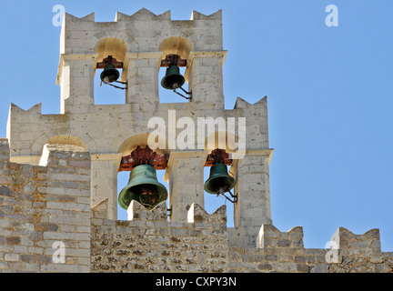 Glocken der St. Johannes Kloster, UNESCO-Weltkulturerbe, Chora, Patmos, Griechenland, nördliche Kykladen Stockfoto