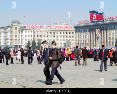 Demokratischen Völker Volksrepublik Korea (DVRK), Nordkorea, Kim Il-Sung-Platz in der Hauptstadt Pyongyang Stockfoto