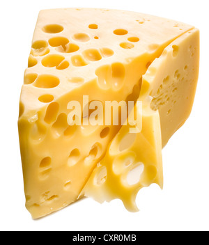 Käse, isoliert auf weißem Hintergrund. Stockfoto