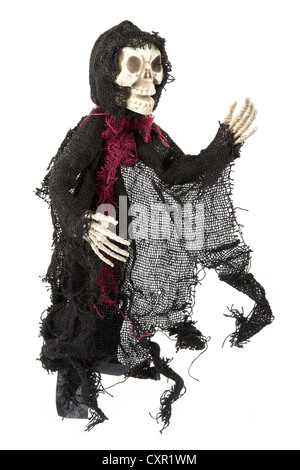 Scary Halloween Sensenmann Skelett Figur auf weiß Stockfoto