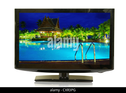 Frontalansicht des Breitbild-LCD-Monitor, isoliert auf weiss Stockfoto