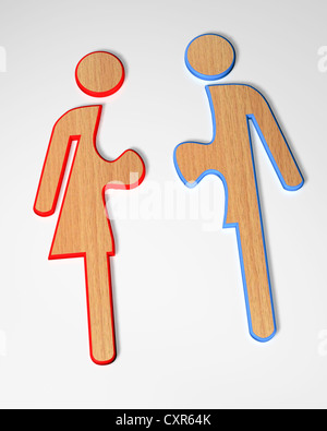 Mann und Frau als Teile eines Puzzles, symbolisches Bild, Ehe Stockfoto