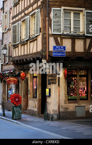 Kettegaessel Straße, Rue De La Chaine Straße, historischer Stadtteil, Shop, Straßburg, Bas-Rhin-Abteilung, Elsass, Frankreich, Europa Stockfoto