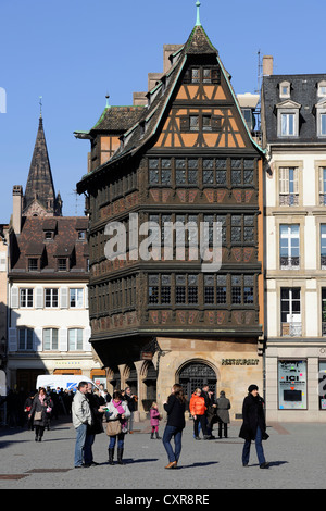 Kammerzellhaus Gebäude Maison Haus Kammerzell Restaurant, die bekanntesten weltlichen Gebäude in Straßburg, Temple Neuf Stockfoto