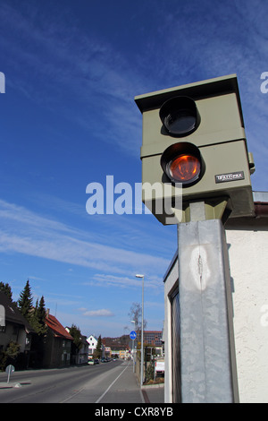 Stationäre Blitzer, Trafipax, Überwachung, Blitzsystem, Stadtgebiet von Biberach, Baden-Württemberg, Deutschland, Europa Stockfoto