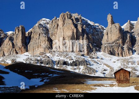 Sella Val Gardena, Blick vom Sella Ronda Stockfoto