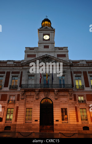 Presidencia De La Comunidad de Madrid Gebäude am Dawn, Antigua Casa de Correos Gebäude, Präsidium der autonomen Region Stockfoto