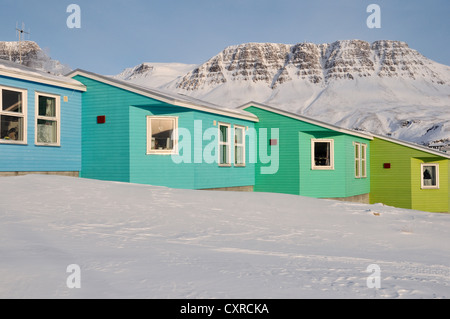 Bunte Häuserzeile, Qeqertarsuaq oder Disko-Insel, Grönland, Arktis Nordamerika Stockfoto