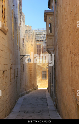 Gasse in Mdina, L-Imdina, Malta, Europa Stockfoto