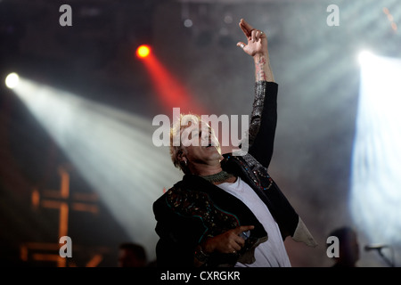 Sänger "Das Letzte Einhorn", "das letzte Einhorn" der deutschen Mittelalter-Rock-Band "In Extremo", spielen auf dem Metalfest Stockfoto