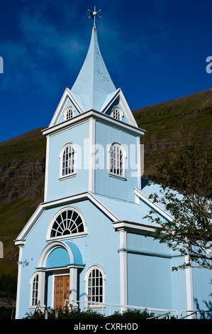 Alten Wodden Kirche in Seydisfjordur, Osten, Island Stockfoto