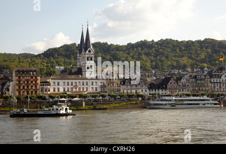 Boppard mit der Bank von Rhein, Rheinland-Pfalz, Deutschland, Europa Stockfoto