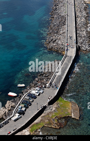 Brücke zum Castello Aragonese, Castello Aragonese, Ischia Ponte, Ischia Insel, Golf von Neapel, Kampanien, Süditalien, Italien Stockfoto