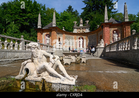 Römisches Theater, des Prinzen Tisch, Hellbrunn Palace, Salzburg, Österreich, Europa Stockfoto