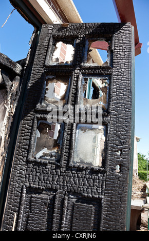 Überreste der ausgebrannten Trattoria in Jork, Niedersachsen, Deutschland, Europa Stockfoto