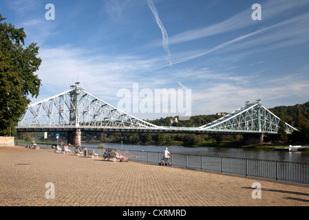 Loschwitz-Brücke, auch bekannt als blaues Wunder, Blasewitz, Loschwitz, Dresden, Sachsen, Deutschland, Europa, PublicGround Stockfoto