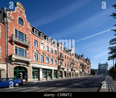 Historische Wohn- und Geschäftshäusern auf quadratischen Schillerplatz, Dresden, Sachsen, Deutschland, Europa, PublicGround Stockfoto