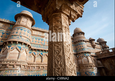 Mann Singh Palace, Gwalior Fort oder Festung, Gwalior, Madhya Pradesh, Indien, Asien Stockfoto