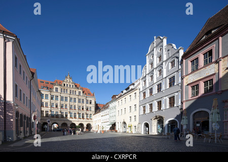 Neues Rathaus, Wohn Häuser am Untermarkt Square, Görlitz, Oberlausitz, Lusatia, Sachsen, Deutschland, Europa, PublicGround Stockfoto